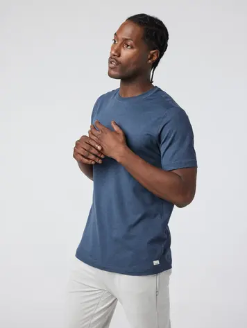 Vuori HOMMES SHORT SLEEVE PONTO PERFORMANCE TEE AZURE HEATHER