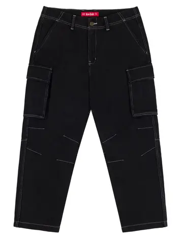 LOVIAH MEN'S HEAVY DUTY CARGO DENIM PANTS BLACK WASH DENIM