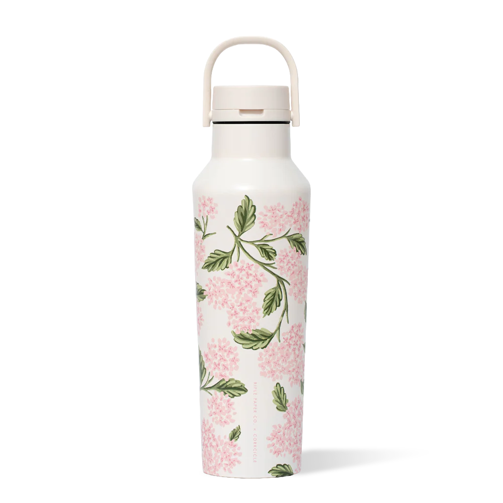Corkcicle SPORT CANTEEN 20oz RIFLE PAPER CO. PINK HYDRANGEA