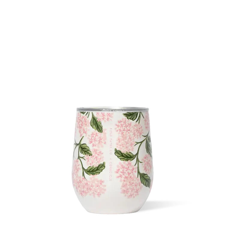 Corkcicle STEMLESS 12oz RIFLE PAPER CO. PINK HYDRANGEA