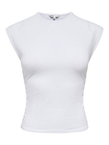 Only WOMEN'S MIRA CAPSL RUCHING TOP WHITE
