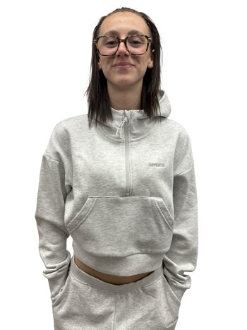 Universe Boardshop FEMMES BRO-D CROPPED DROP SHOULDER 1/2 ZIP HOODIE ASH HEATHER
