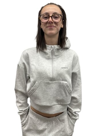 Universe Boardshop FEMMES BRO-D CROPPED DROP SHOULDER 1/2 ZIP HOODIE ASH HEATHER