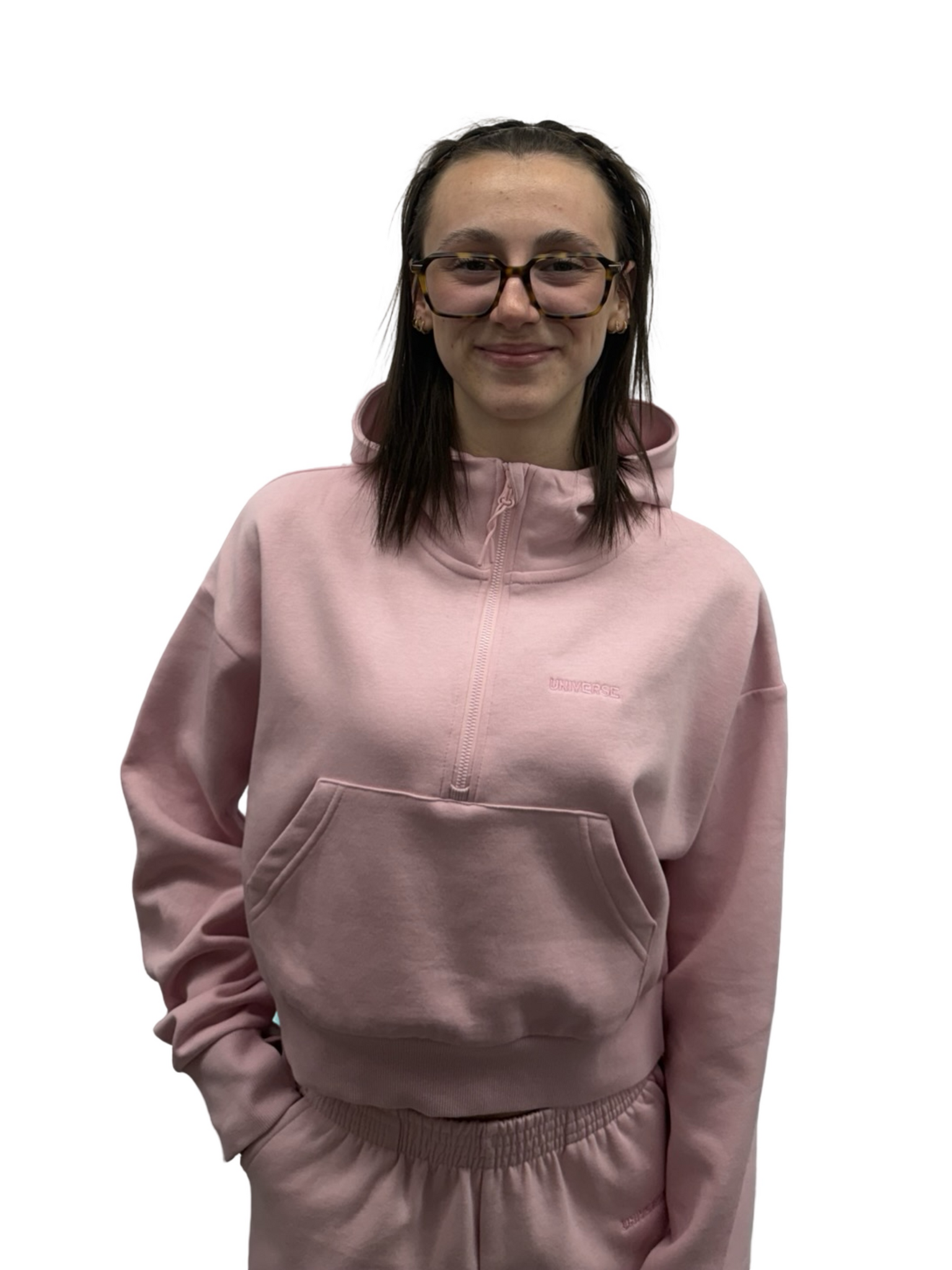 Universe Boardshop FEMMES BRO-D CROPPED DROP SHOULDER 1/2 ZIP HOODIE