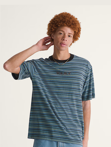 Vans HOMMES CAMERON STRIPE SS KNIT SHIRT BLACK/TRUE BLUE