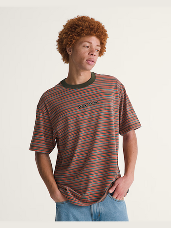 Vans MEN'S CAMERON STRIPE KNIT SHIRT OBSIDIAN FERN-LIGHT BRONZE