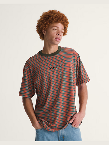 Vans HOMMES CAMERON STRIPE KNIT SHIRT OBSIDIAN FERN-LIGHT BRONZE
