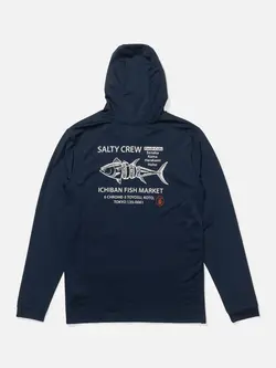 Salty crew MEN'S FISH MARKET HOOD SUNSHIRT NAVY