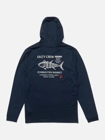 Salty crew MEN'S FISH MARKET HOOD SUNSHIRT NAVY