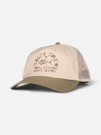 Salty crew MEN'S STAMPED TRUCKER HAT OFF WHITE/FERN