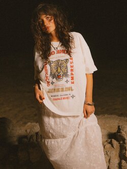 Brixton FEMMES THE GETAWAY OVERSIZED BOYFRIEND T-SHIRT VINTAGE WHITE