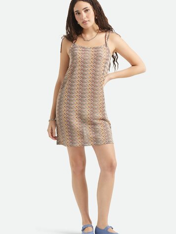 Brixton FEMMES THE CABANA MESH TUNIC DRESS MULTI COLOR ZIGZAG