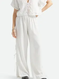 Brixton WOMEN'S SEASIDE EYELET WIDE LEG PANT OFF WHITE EYELET