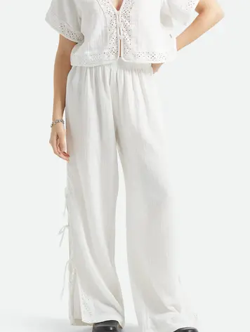 Brixton WOMEN'S SEASIDE EYELET WIDE LEG PANT OFF WHITE EYELET