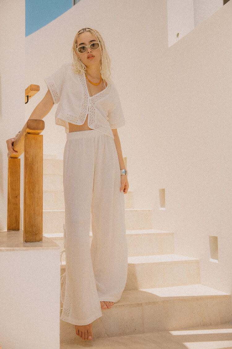 Brixton FEMMES SEASIDE EYELET WIDE LEG PANT
