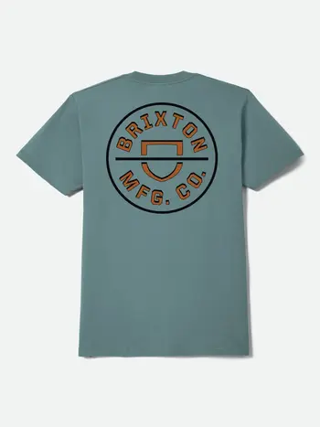 Brixton HOMMES CREST II T-SHIRT OCEAN BREEZE/BLACK/RUST