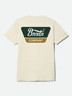 Brixton MEN'S LINWOOD SS STANDARD T-SHIRT CREAM/DARK GREEN/METAL BRONZE