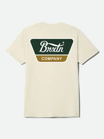 Brixton MEN'S LINWOOD SS STANDARD T-SHIRT CREAM/DARK GREEN/METAL BRONZE