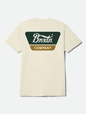 Brixton MEN'S LINWOOD SS STANDARD T-SHIRT CREAM/DARK GREEN/METAL BRONZE