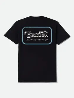Brixton HOMMES GRADE S/S T-SHIRT BLACK/OFF WHITE/RETRO BLUE