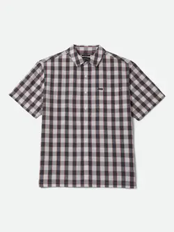 Brixton MEN'S CRU PLAID S/S SHIRT BLACK/OFF WHITE/RED