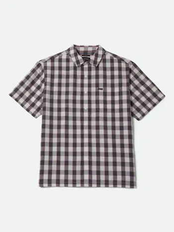 Brixton MEN'S CRU PLAID S/S SHIRT BLACK/OFF WHITE/RED