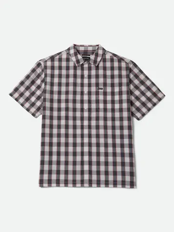 Brixton MEN'S CRU PLAID S/S SHIRT BLACK/OFF WHITE/RED