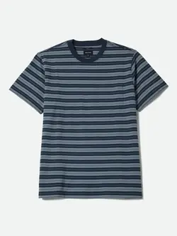 Brixton MEN'S NOVA STRIPE POCKET T-SHIRT MIDNIGHT BLUE/FUTURE GREY WORN WASH