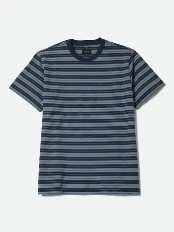 Brixton HOMMES NOVA STRIPE POCKET T-SHIRT MIDNIGHT BLUE/FUTURE GREY WORN WASH