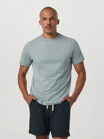 Vuori MEN'S SHORT SLEEVE PONTO PERFORMANCE TEE MISTY BLUE HEATHER
