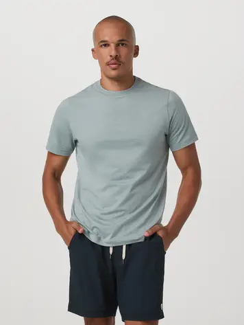 Vuori HOMMES SHORT SLEEVE PONTO PERFORMANCE TEE MISTY BLUE HEATHER