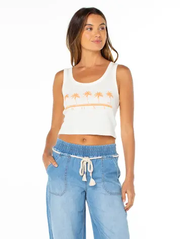 Roxy WOMEN'S FIVE PALM STRIPE TEE CLOUD DANCER