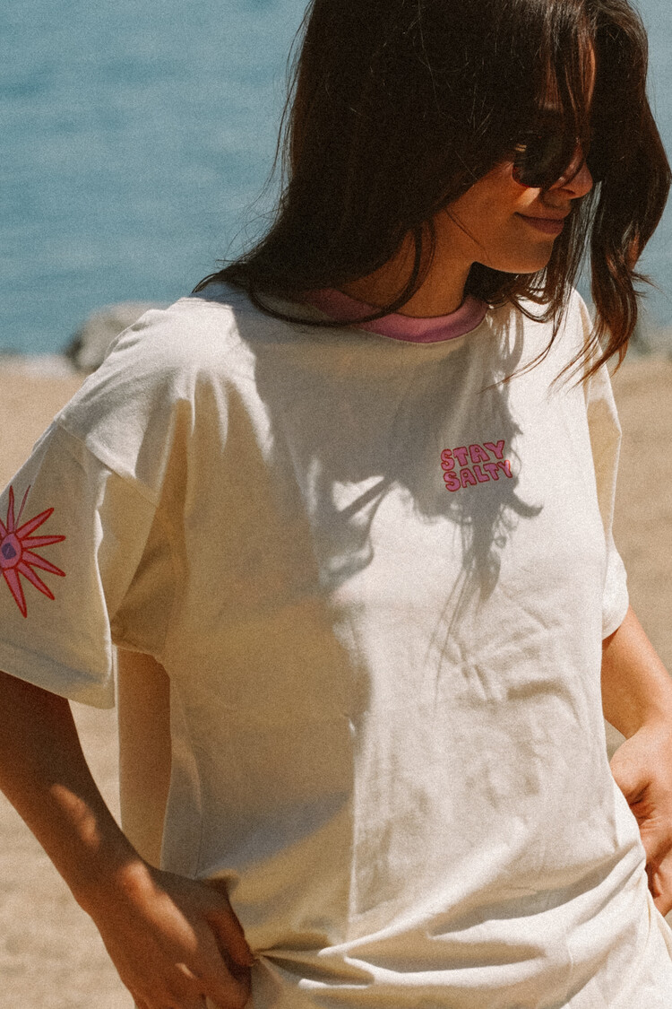 Notice the reckless FEMMES STAY SALTY OVERSIZED TEE IVORY