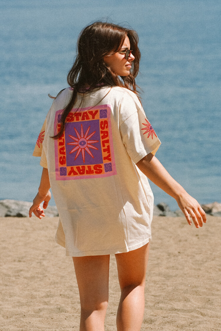 Notice the reckless FEMMES STAY SALTY OVERSIZED TEE IVORY