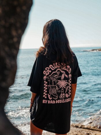 Notice the reckless FEMMES BAD DECISION TEE DRESS