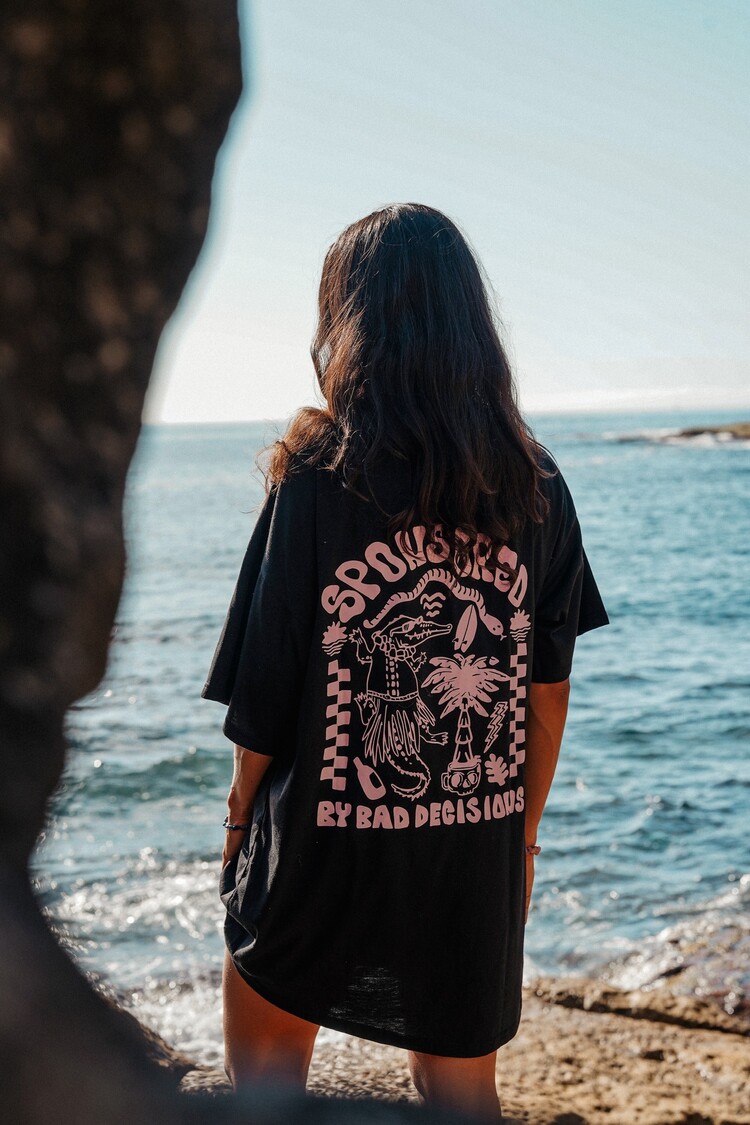 Notice the reckless FEMMES BAD DECISION TEE DRESS