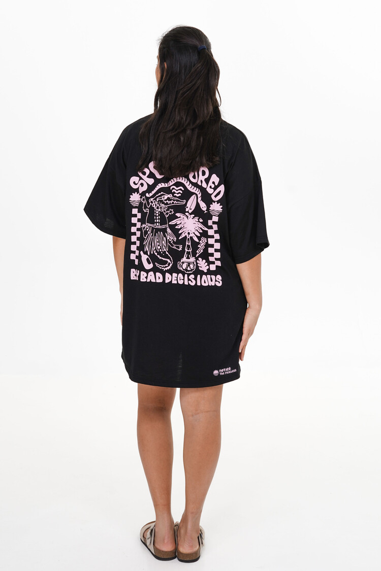 Notice the reckless FEMMES BAD DECISION TEE DRESS