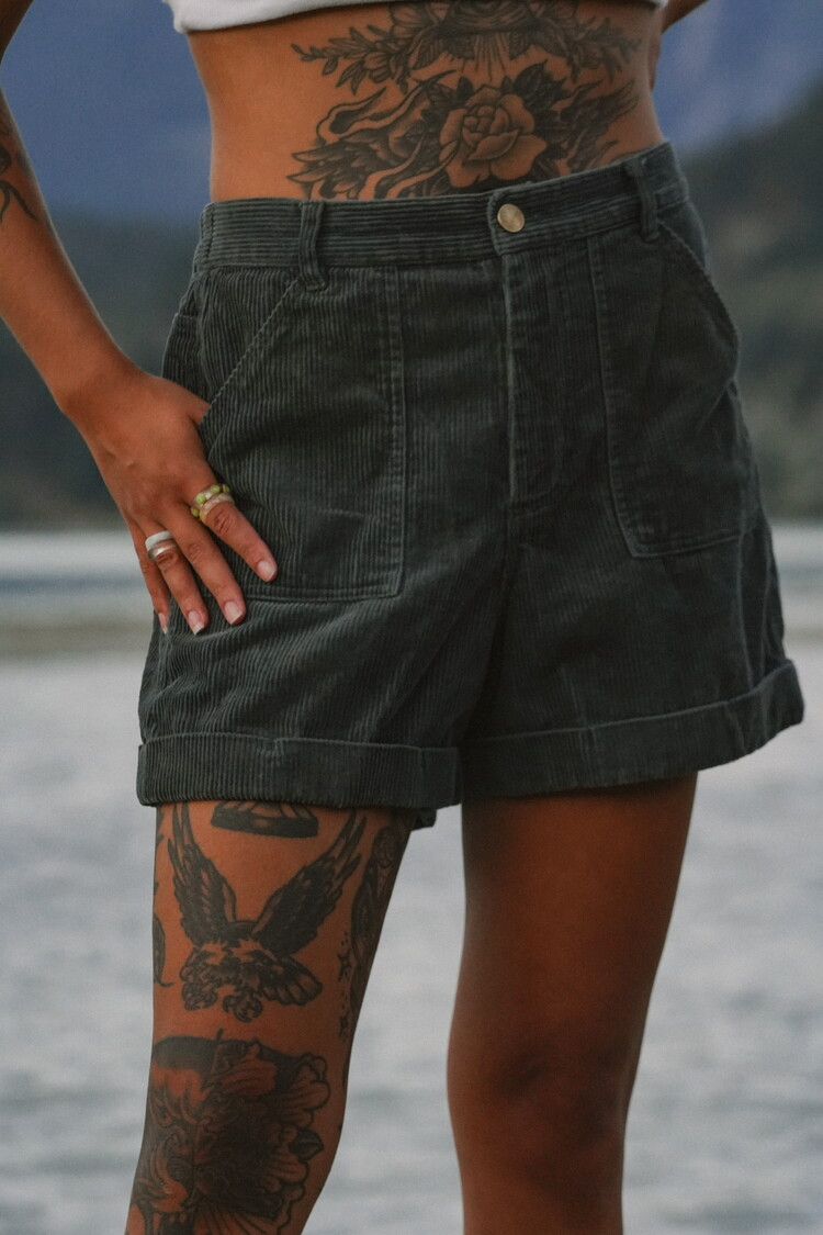 Notice the reckless FEMMES TEAL CORDUROY SHORT