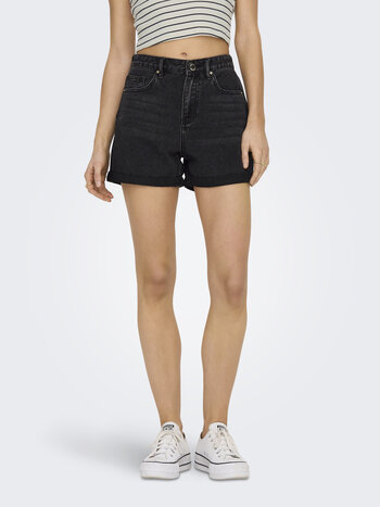 Only FEMMES PHINE DENIM SHORTS BLACK DENIM