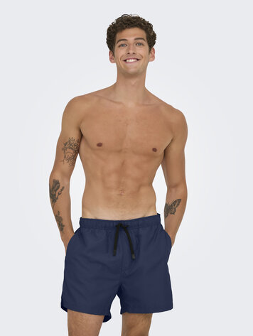 Only & Sons HOMMES BASILE LIFE SWIM SHORT SOLID MARITIME BLUE
