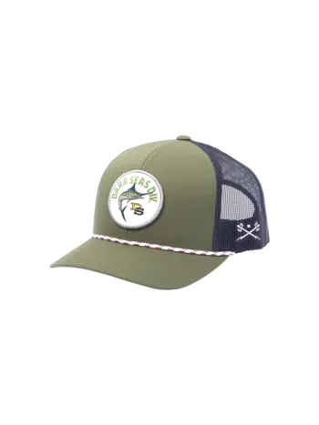 Dark Seas MEN'S GALLOWAY TRUCKER HAT OLIVE/BLUE