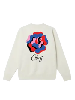 Obey MEN'S PAPER ROSE CREW OFF WHITE