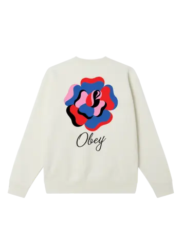 Obey MEN'S PAPER ROSE CREW OFF WHITE