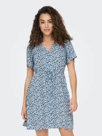 Only WOMEN'S EVIDA SHORT DRESS PROVINCIAL BLUE/SADIE FLOWER