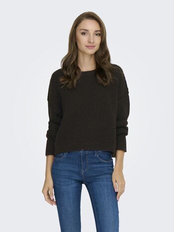 Only WOMEN'S MALLY LS O-NECK KNIT CHOCOLATE TORTE