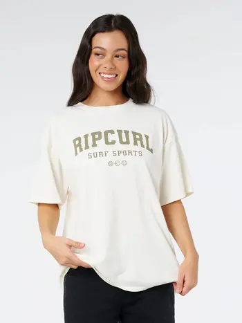 RIP CURL WOMEN'S VARSITY SPORTS HERITAGE TEE BONE/KHAKI