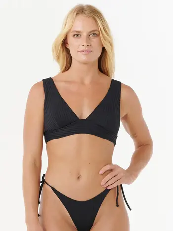RIP CURL WOMEN'S PREMIUM SURF D-DD DEEP-V BIKINI TOP BLACK