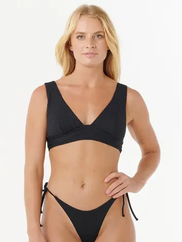 RIP CURL WOMEN'S PREMIUM SURF D-DD DEEP-V BIKINI TOP BLACK