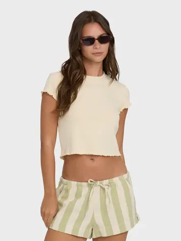 Billabong FEMMES SHELLY SHORT SLEEVE KNIT T-SHIRT DOVE