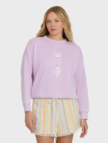 Billabong FEMMES ECHO BURNOUT CREWNECK SWEATSHIRT SWEET LILAC